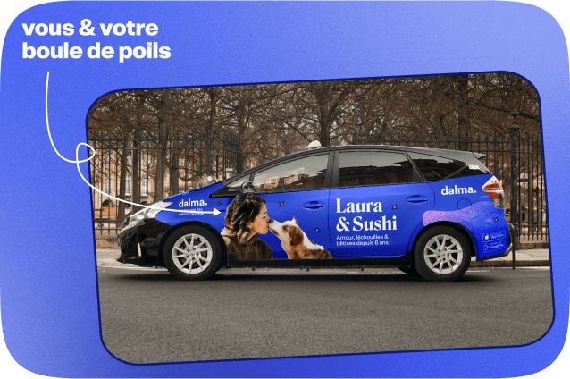 Image d'un taxi avec la photo de vous et votre boule de poils